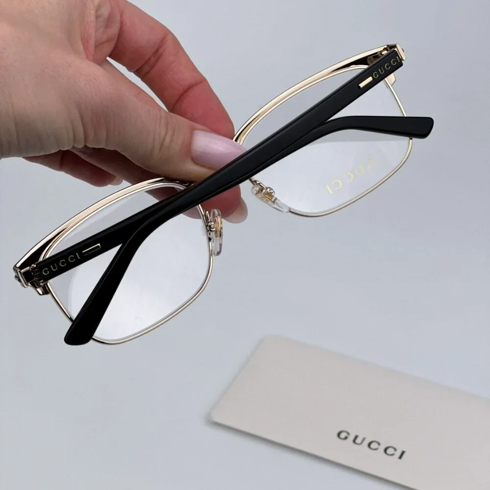 Gucci GG1448O 001 BRAND NEW Eyeglasses Gold Rectangle Unisex